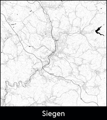 Siegen city map, Germany - Topographic vector map poster