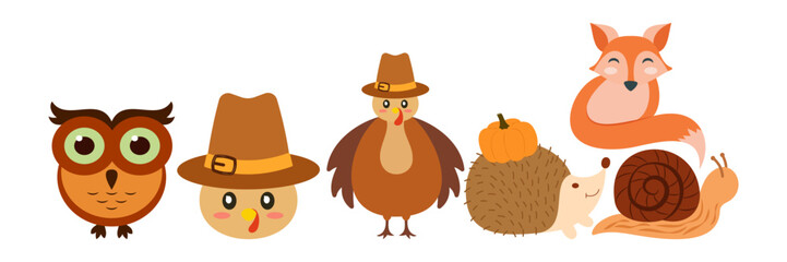 Thanksgiving autumn food and decoration set