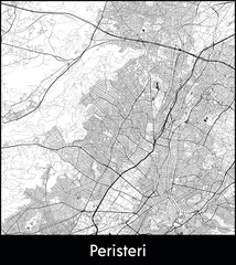 Fototapeta premium Peristeri city map, Greece - Topographic vector map poster