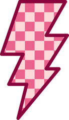 Retro Checkered Lightning Bolt Vector Icon - Racing, Speed, and 80s Style Symbol