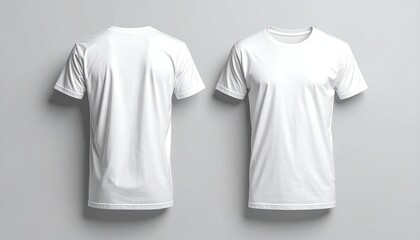 Blank white t-shirt mockup, front and back views