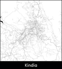 Kindia city map, Guinea - Topographic vector map poster