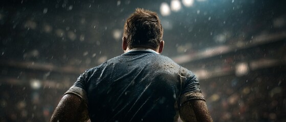 Athlete's back, stadium, focus, determination