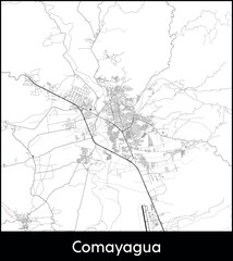 Comayagua city map, Honduras - Topographic vector map poster