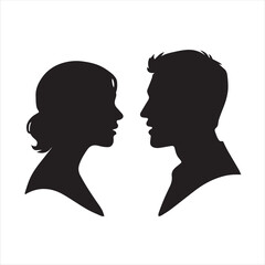silhouette of  Head profile woman and man PNG transparent background.