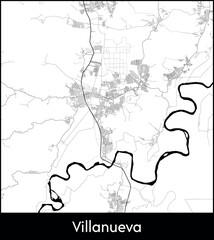Villanueva city map, Honduras - Topographic vector map poster