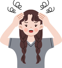 cute woman frustrated illustration portrait