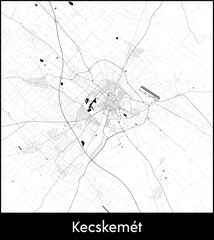 Kecskemet city map, Hungary - Topographic vector map poster