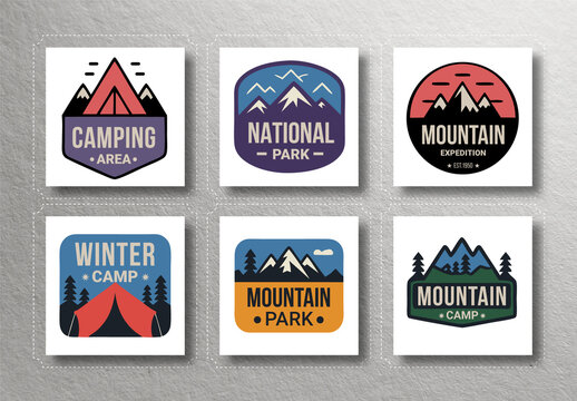 Adventure Mountain Badge Logo Set Template