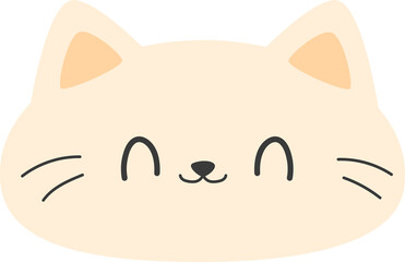 Cute cartoon happy cat smiling face illustration for kids