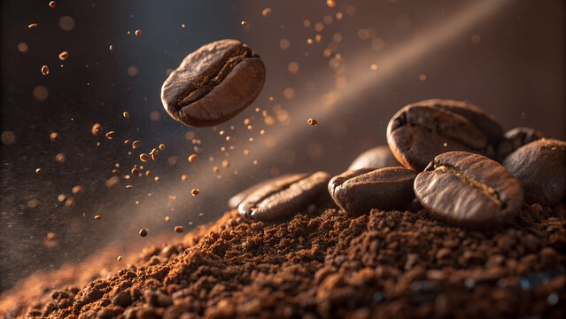 Generated Image: Hyper-detailed macro shot of the inside of a coffee bean grinding, showing textured surfaces and tiny particles mid-air.
 - Powered by Adobe