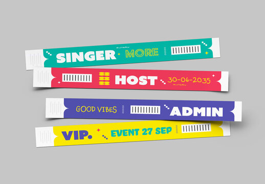 Colorful Event Access Wristband Design Template Set