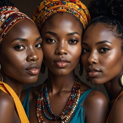 Three women, close-up, confident