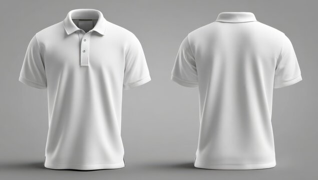 3D mock-up of a white polo shirt, front and back view