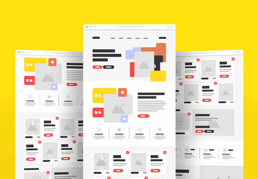 Landing Page Wireframe Template with Modern UX UI Design Layout