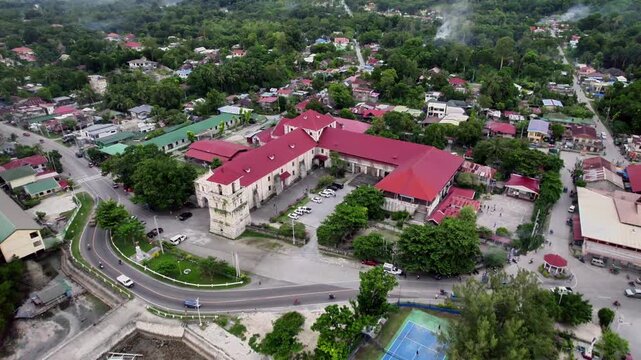 Cinematic Aerial 4k drone footage pulling into Baclayon Church in the Philippines