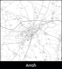 Arrah city map, India - Topographic vector map poster