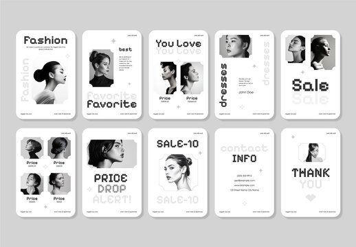 Minimalist Monochromatic Fashion Sale Social Media Templates
