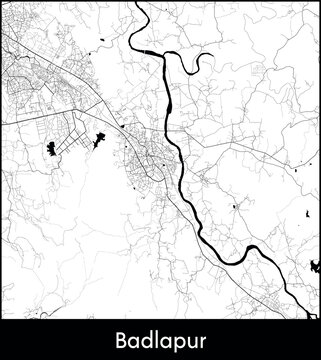 Badlapur city map, India - Topographic vector map poster