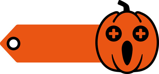 Halloween price tag. Gift tags set. Stickers price. Pumpkin for Halloween with written discount percentages for coupons, social networks, covers, posters, showcase decorations, markets.