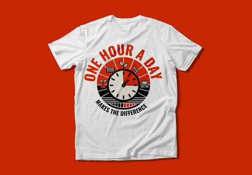 One Hour a Day Motivational T Shirt Design Layout