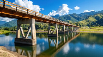 A newly rebuilt bridge with modern earthquake-resistant engineering