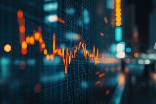 Stock market profit graph with abstract data concept showcasing financial statistics and indicator analysis