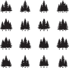Obraz premium Evergreen Silhouette Array: A collection of stylized, graphic evergreen silhouettes in a repeating pattern, perfect for evoking a sense of nature's simplicity. 
