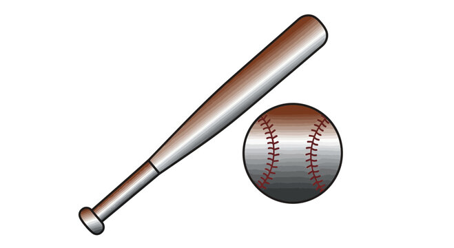 Cartoon Baseball Bat and Ball Graphic Element for Sport and Recreation