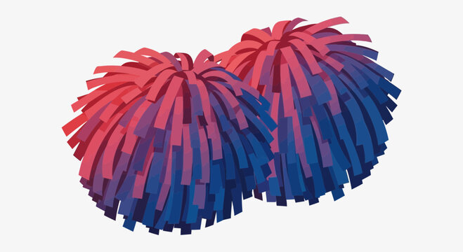 Dynamic duo of vibrant pom-poms, ready for spirited cheerleading display
