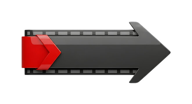 3d black arrow with red accent isolated on transparent background