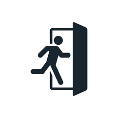 Black Flat Emergency Exit Run Icon
