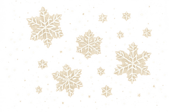 Golden glitter snowflakes and falling snow on a transparent background, perfect for winter, christmas, and new year designs
