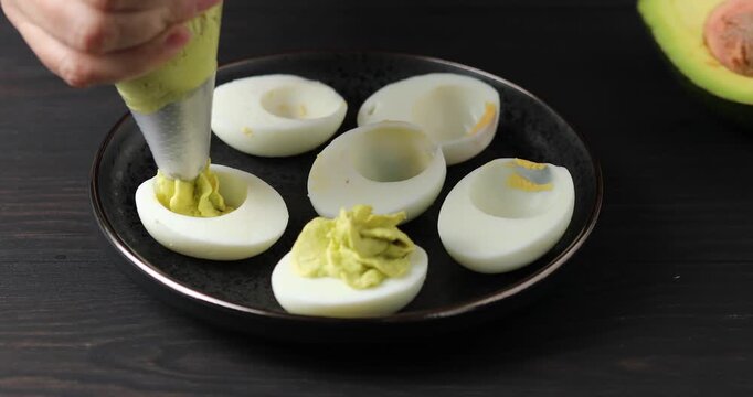 Delived eggs. Stuffed egg whites. Simple homemade snack