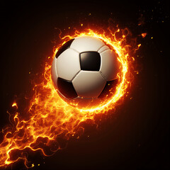 Fototapeta premium soccer ball in fire