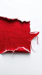 Torn red fabric swatch against white background
