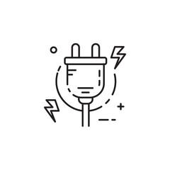 Smart plug icon, Electricity Symbol Outline icon Transparent background Editable Stroke