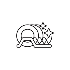 Plates icon, Washing, Dishwashing Symbol Outline icon Transparent background Editable Stroke