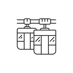 Cable Car icon, Funicular Symbol Outline icon Transparent background Editable Stroke