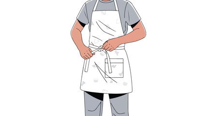 Person tying the apron preparing for kitchen activity showcasing meticulousness and readiness  culinary creation preparation