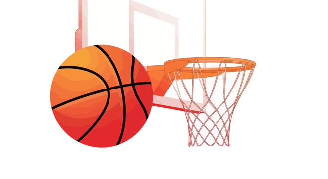 Vibrant basketball near the hoop, poised for a spectacular shot