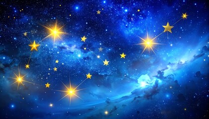 Starry night sky with constellations