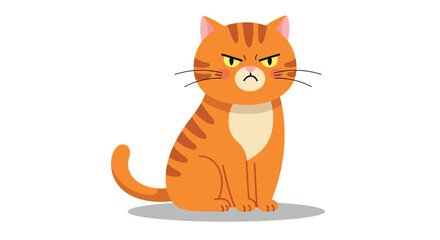 Cartoon Orange Tabby Cat with Angry Expression Sitting Upright.