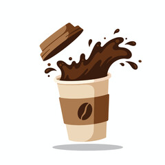Coffee Cup with Splashing Liquid and Lid.