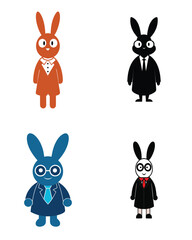 Four Cartoon Rabbits in Suits Business Fashion and Character Concepts