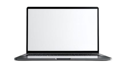 Laptop with blank screen, ready for work or presentation, white isolate background.