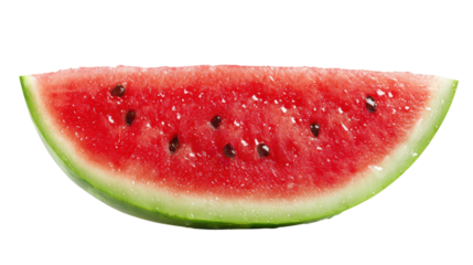 Juicy watermelon slice, vibrant red interior, white isolate background.
