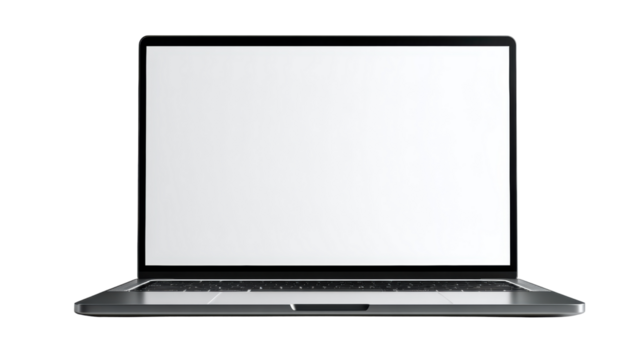 Laptop with blank screen, ready for work or presentation, white isolate background.