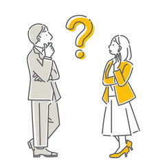 考えるビジネスパーソン　シンプルでお洒落な線画イラスト