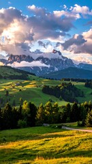 Scenic alpine landscape at sunset